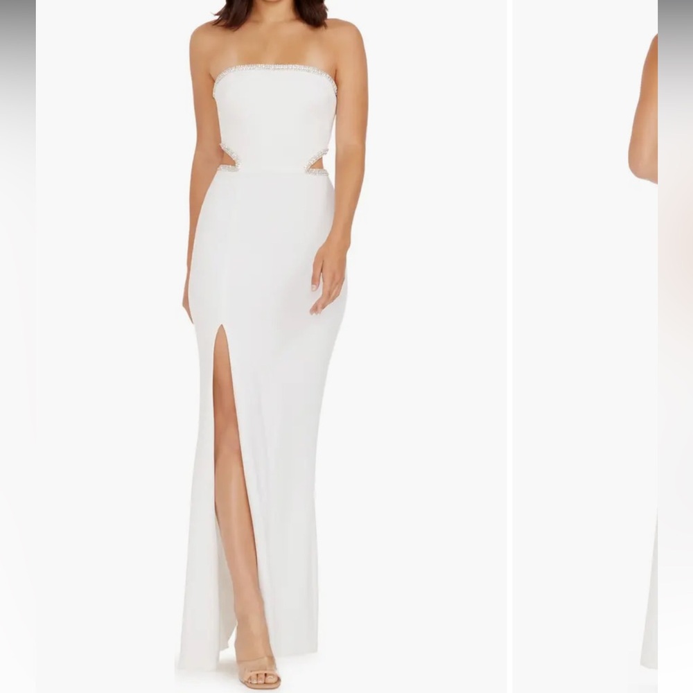 Dress the Population Ariana Rhinestone Trim Cutout Gown
